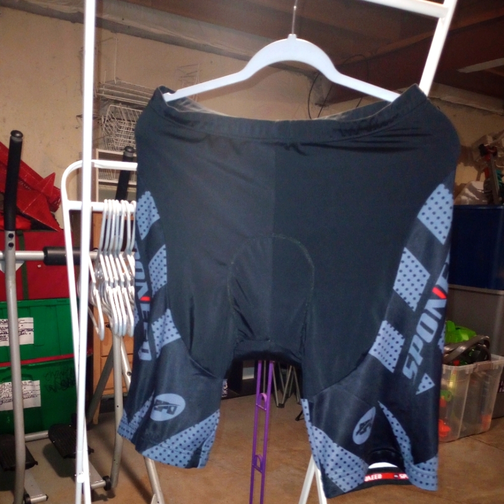 Men's Sponeed Padded Stretchable Black Cycling Tights Shorts - XL